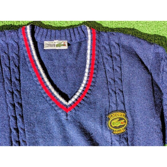 Vintage 1990s Lacoste Club Chemise Men's Large Navy Pullover V-Neck Sweater NOS - Picture 6 of 6